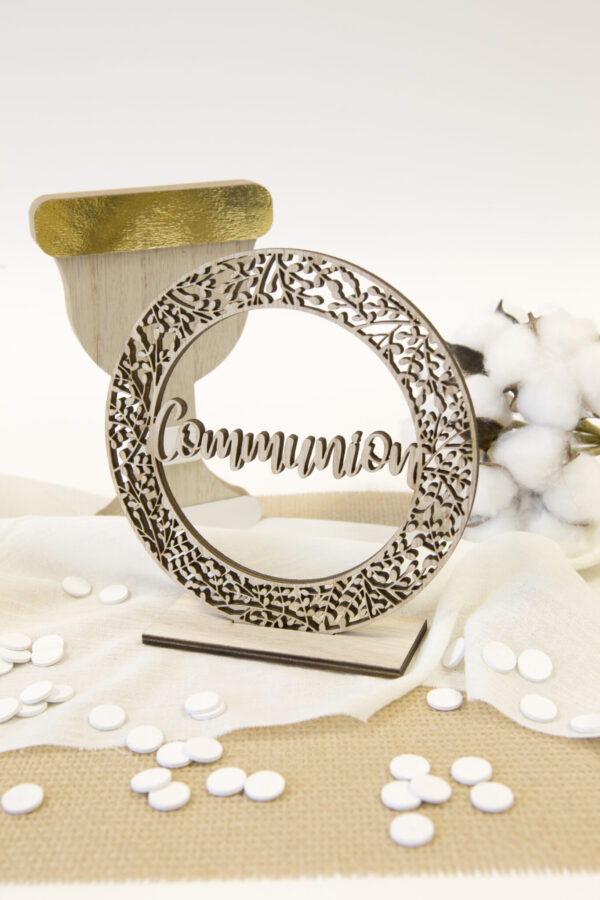 Centre de table Communion - Couronne en bois