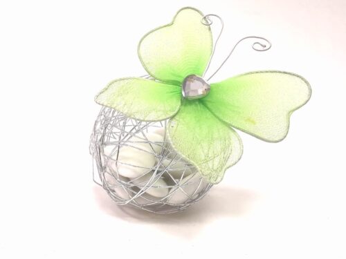 Papillon Vert avec strass - lot de 6