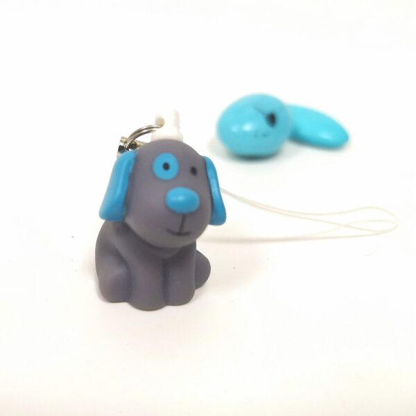 dragees chien gris et turquoise avec attache
