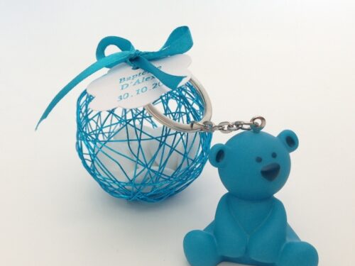 dragées baptême garcon ourson turquoise