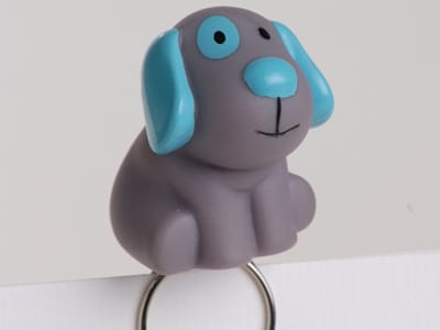Clip chien turquoise dragées baptême