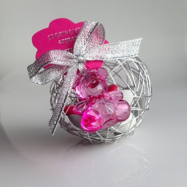 Pendentif Ourson Fuchsia - Lot de 10