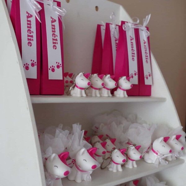 Porte clés Chien - Fuchsia