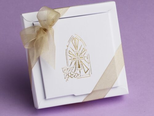 dragées communion blanc et or