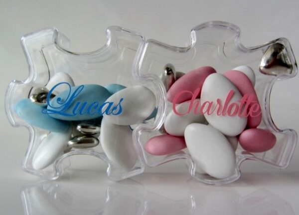 Contenant à dragées puzzle - jumeaux ou jumelles