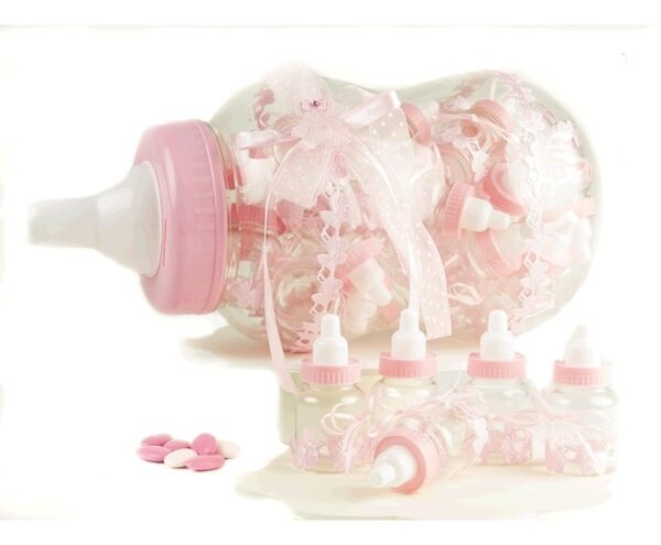 Dragées naissance fille – dragées biberon rose Dragées biberon