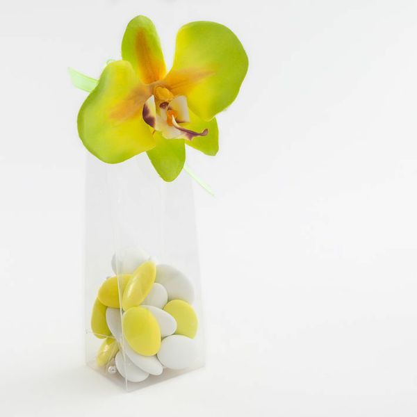 Dragées orchidées vert deco mariage