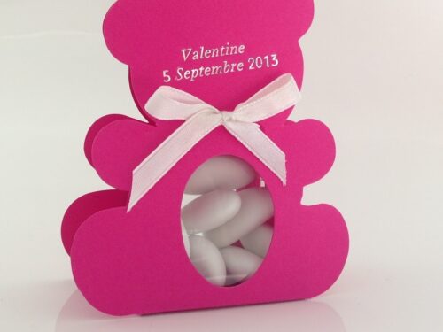 Contenant dragées ourson fuchsia