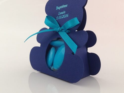 dragées bapteme ourson bleu roi