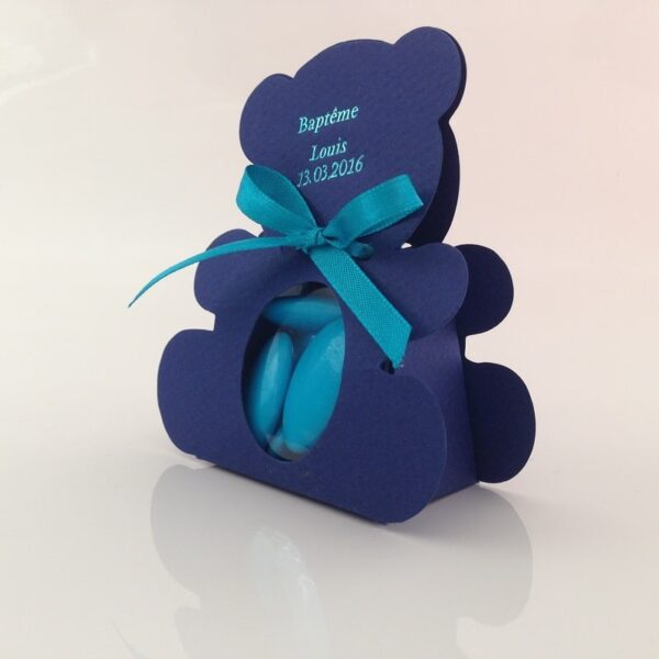 dragées bapteme ourson bleu roi