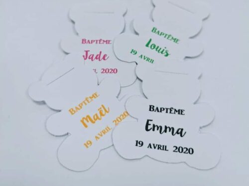 Etiquette dragées ourson personnalisé Etiquette dragées ourson personnalisé