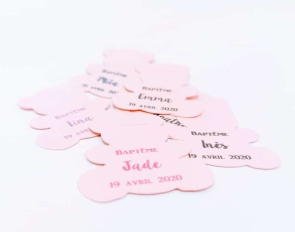 Etiquette a dragees ourson rose personalisées