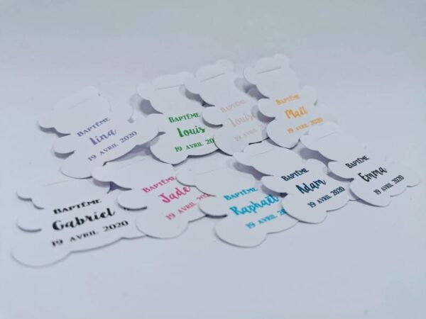 Etiquette dragées ourson personnalisé