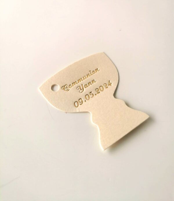 Etiquette dragées calice ivoire
