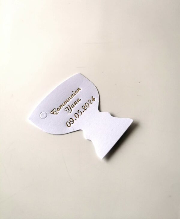 Etiquette dragées calice communion blanc