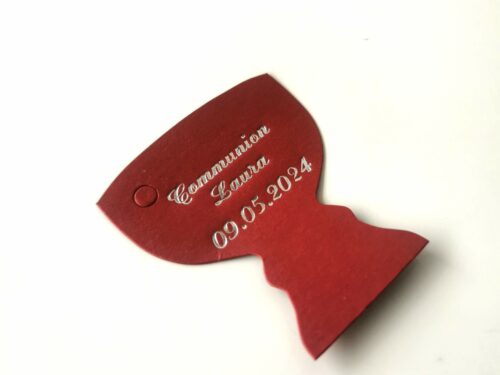 Étiquettes à dragées calice bordeaux