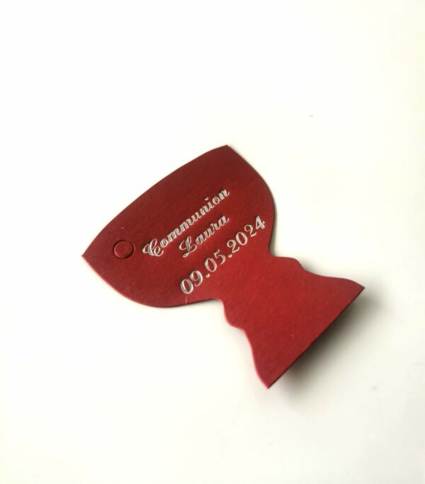 Étiquettes à dragées calice bordeaux