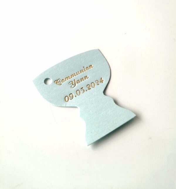 Etiquette dragees calice bleu ciel