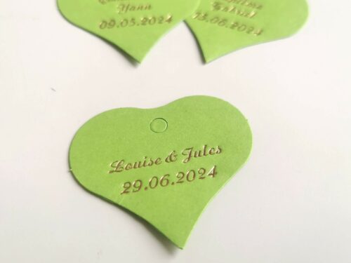 Etiquette dragées coeur vert