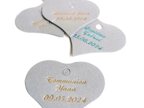 Etiquette dragées coeur gris Etiquette dragées coeur gris