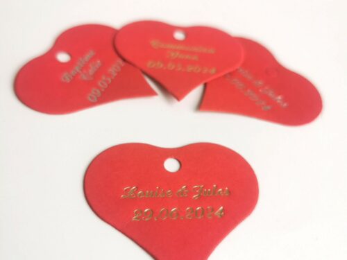 Étiquette dragées coeur Rouge