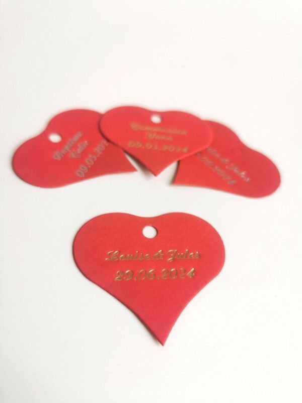 Étiquette dragées coeur Rouge