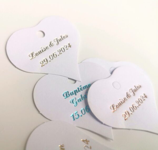 etiquette dragées coeur blanc