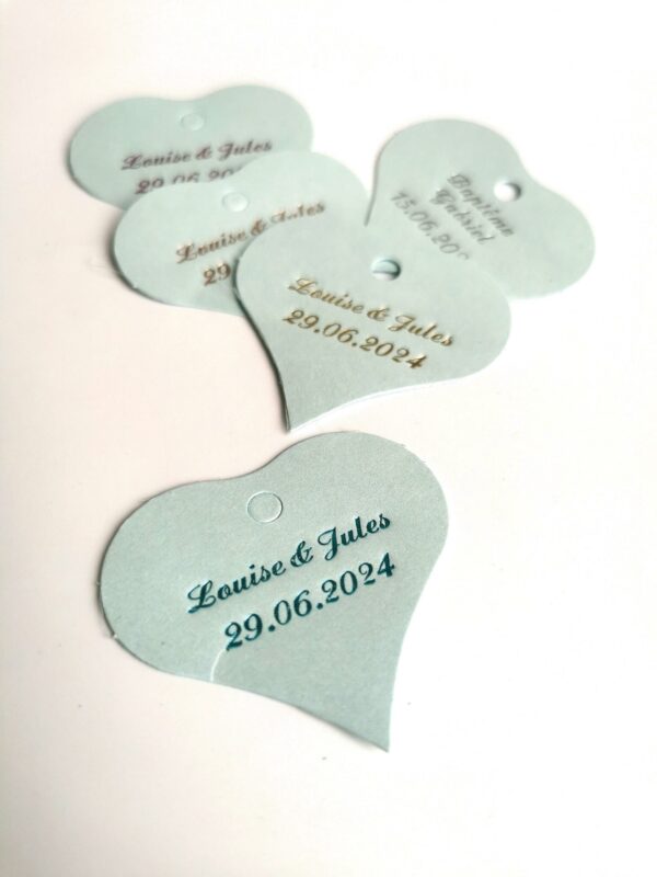 etiquette dragées coeur bleu ciel