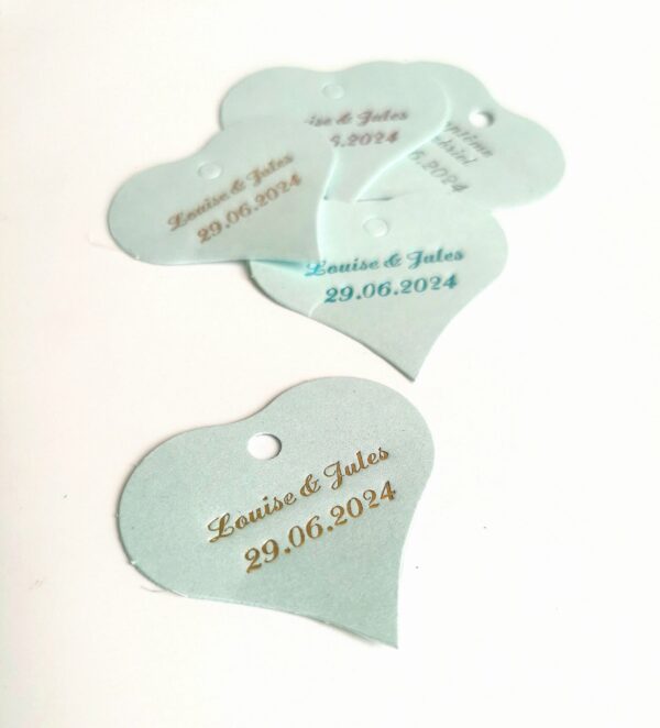 etiquette dragées coeur bleu ciel