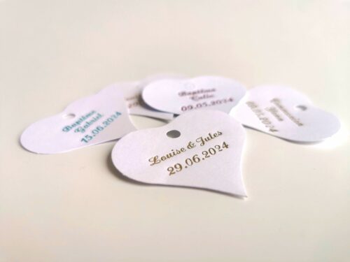 Etiquette dragées coeur blanc Etiquette dragées coeur blanc