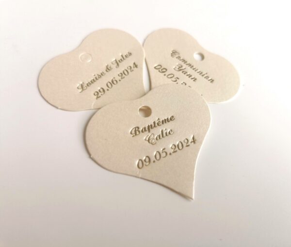 etiquette dragées coeur ivoire