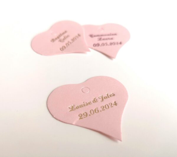 Etiquette dragées coeur rose