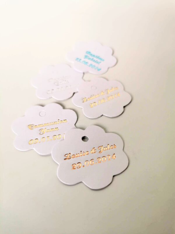 etiquette dragées fleur