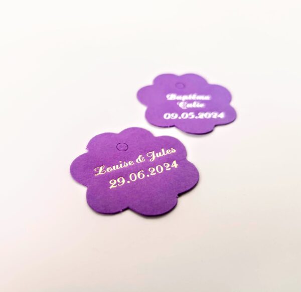 Etiquette dragées fleur violet