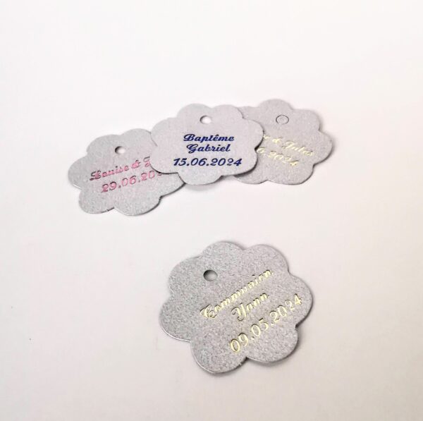 Etiquette dragées fleur