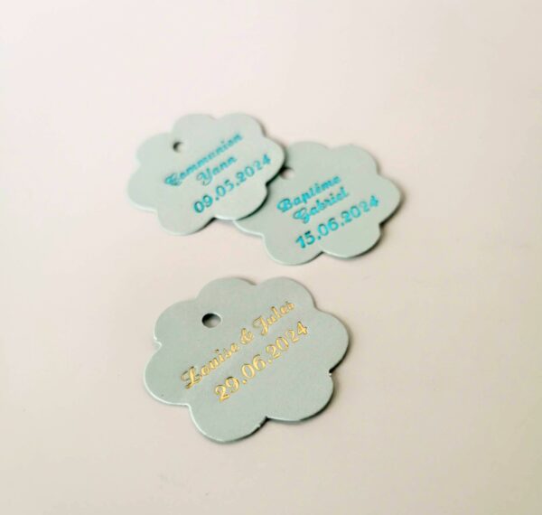 Etiquette dragées fleur