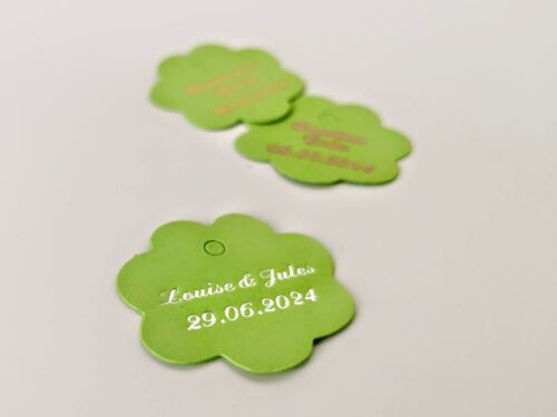 Etiquette dragées fleur vert