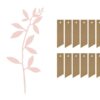 Double étiquettes + branches de feuilles rose poudré - lot de 6
