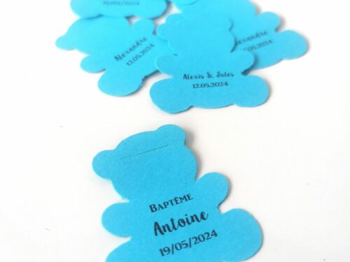 Etiquette dragées ourson turquoise Etiquette dragées ourson turquoise