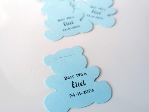 Etiquette dragées ourson bleu ciel Etiquette dragées ourson bleu ciel