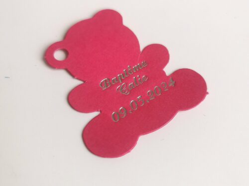 Etiquette dragées ourson fuchsia