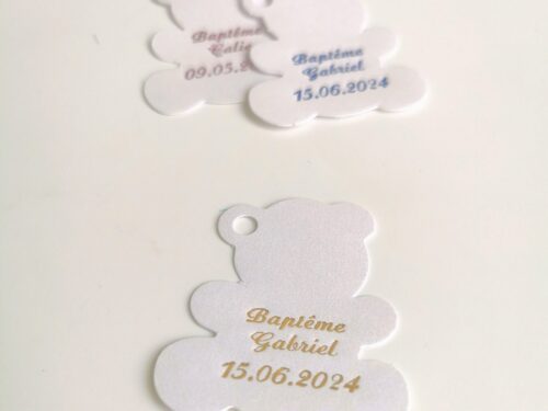 Etiquette dragees ourson blanc