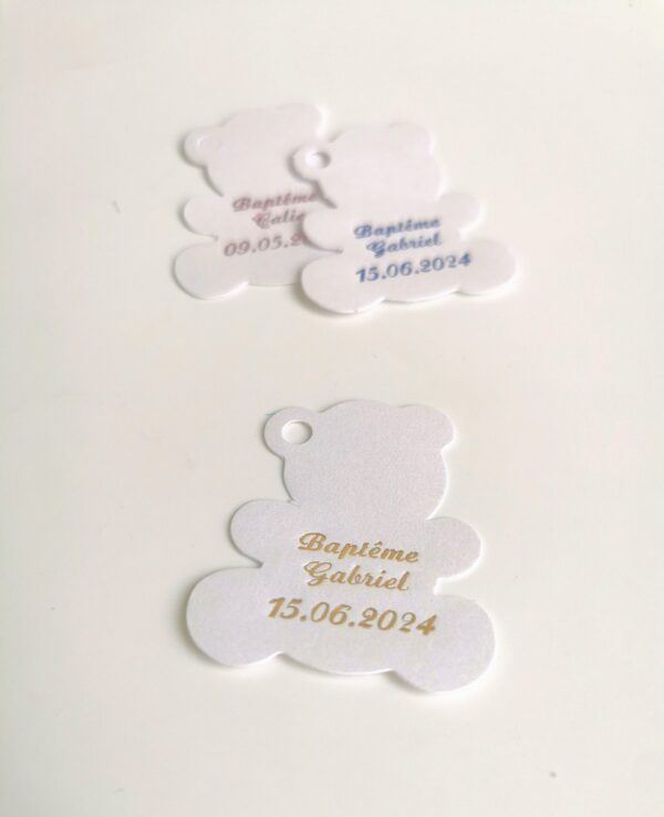 Etiquette dragees ourson blanc