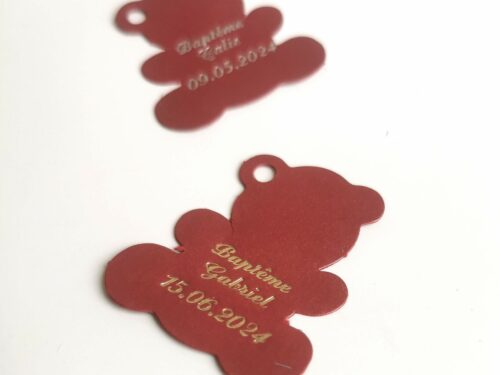 Etiquette ourson bordeaux