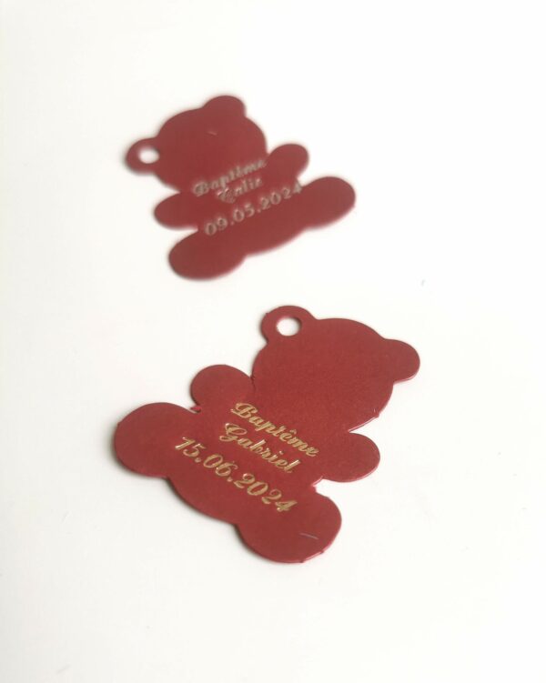 Etiquette ourson bordeaux