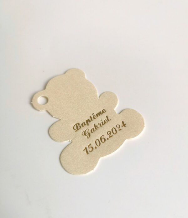 Etiquette dragées ourson ivoire