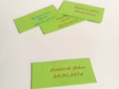 etiquette dragees rectangle vert