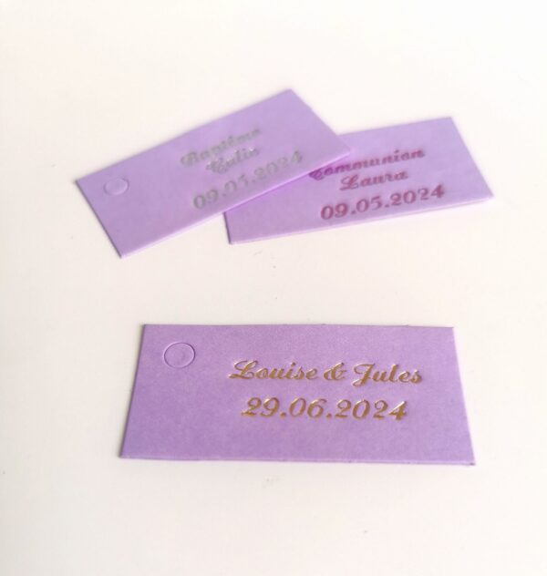 etiquette dragees rectangle parme