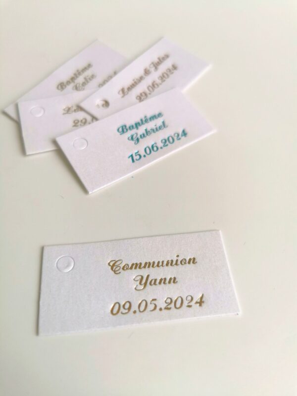 Etiquette dragees rectangle blanc