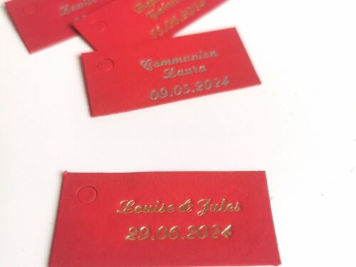etiquette dragees rectangle rouge